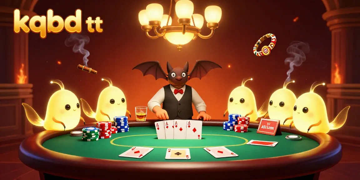 Engage with kqbd tt in an animated casino scene featuring glowworms as dealers, poker elements, and vibrant colors.