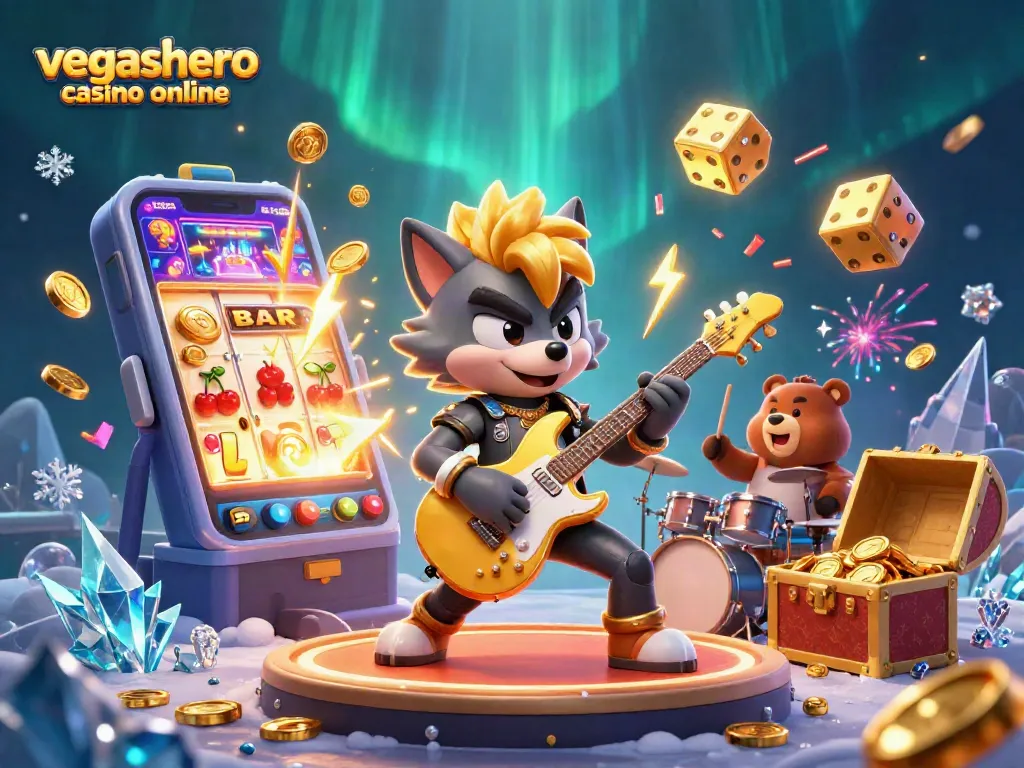Experience the thrill of vegashero casino online with 3D characters amidst jackpot excitement.