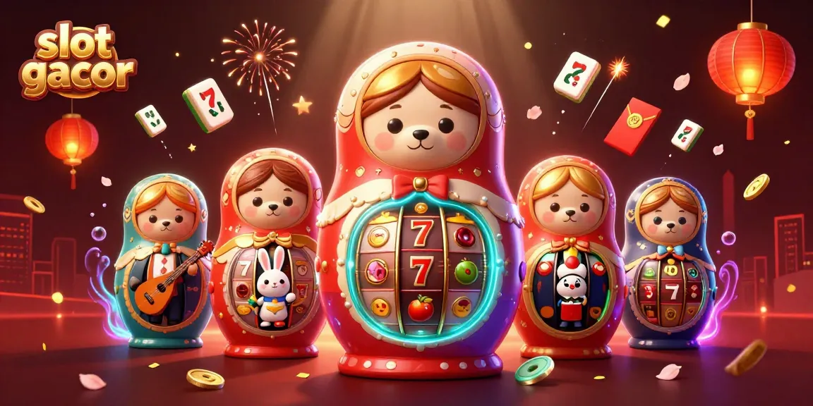 Engage in slot gacor action with vibrant casino-themed characters celebrating big wins in a lively illustration.