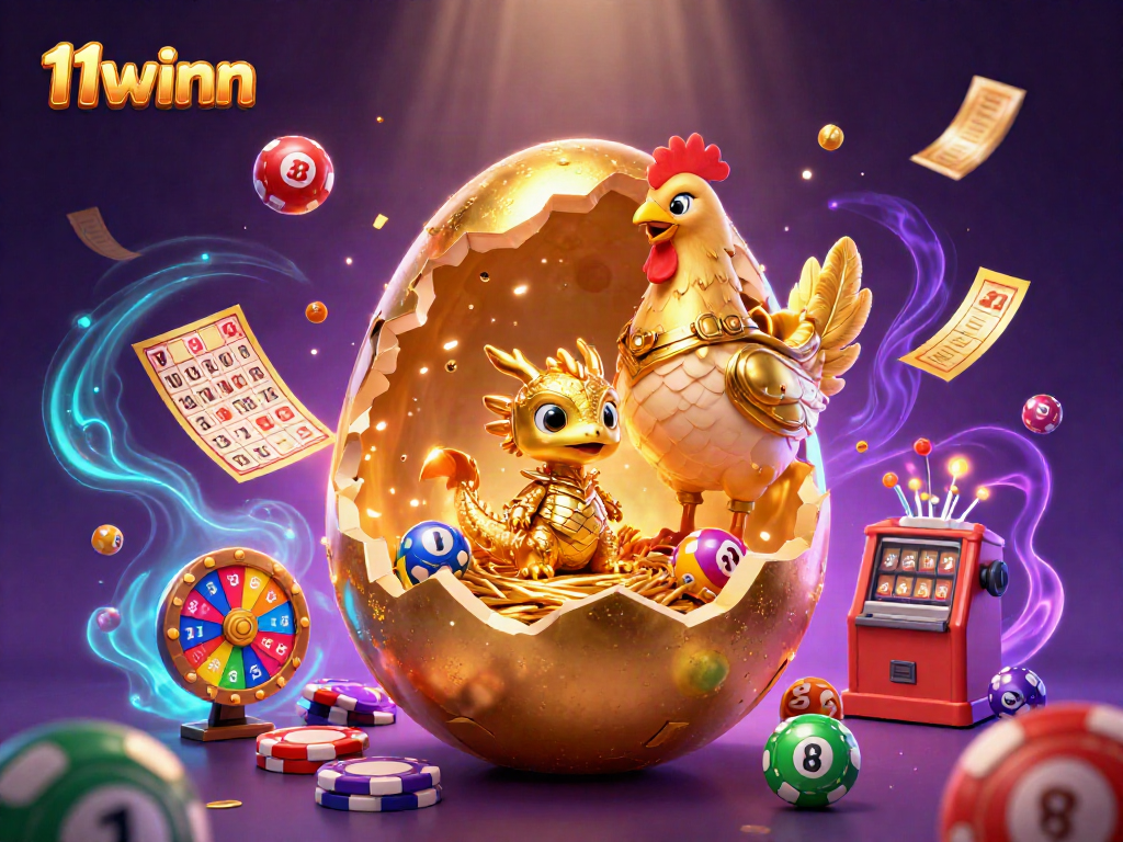 Engage in exciting gaming at 11winn, featuring vibrant visuals of a golden dragon amidst casino elements.