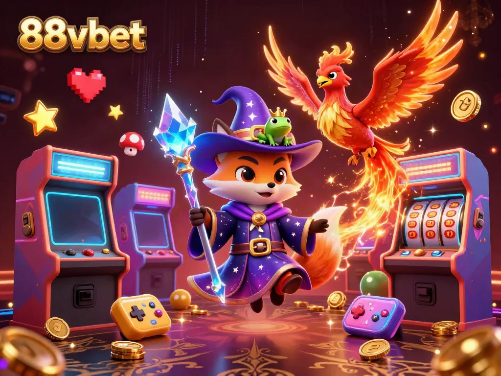 Experience thrilling gameplay with 88vbet's mystical characters in a vibrant casino setting.