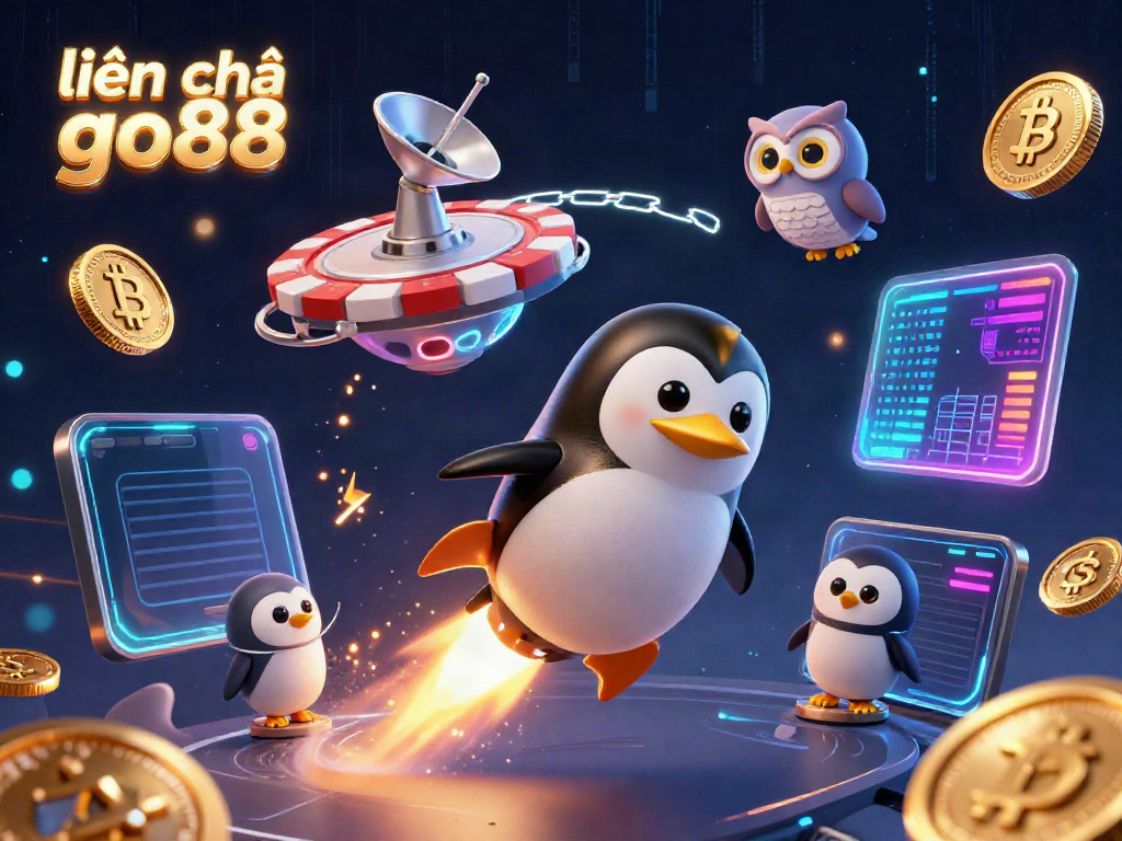 Experience the dynamic universe of liên hệ go88 with our illustrated golden penguin casino adventure.